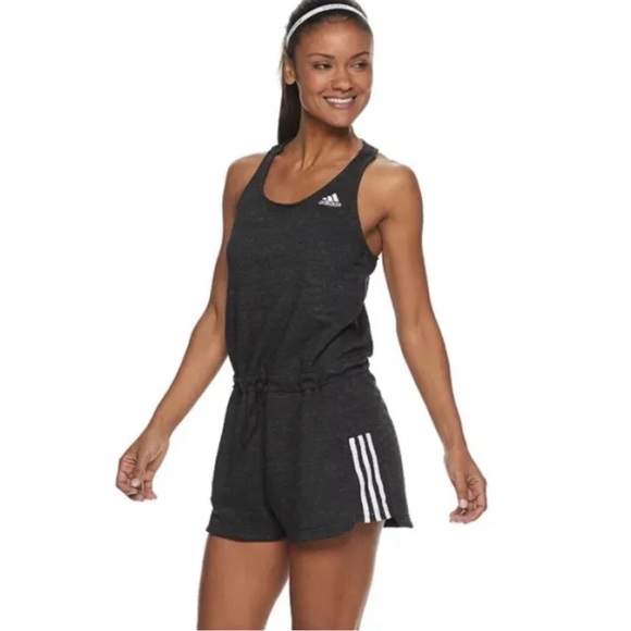 ADIDAS WOMEN'S SPORT 2 STREET ROMPER MARBLED BLACK/WHITE - Picture 1 of 13